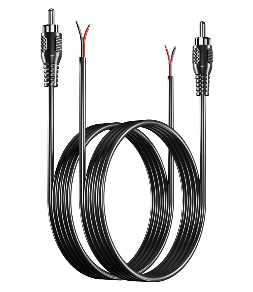 RCA to Speaker Wire Adapter, Bare Wire Cables to RCA Plugs (2 Pack 20AWG 6.6 ft)