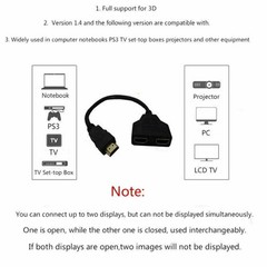 4K HDMI Cable Splitter Adapter 2.0 Converter 1 In 2 Out 1 Male to 2 Female