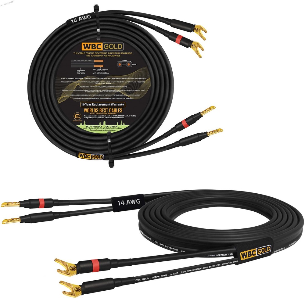 WORLDS BEST CABLES 40 FT Speaker Cable Banana