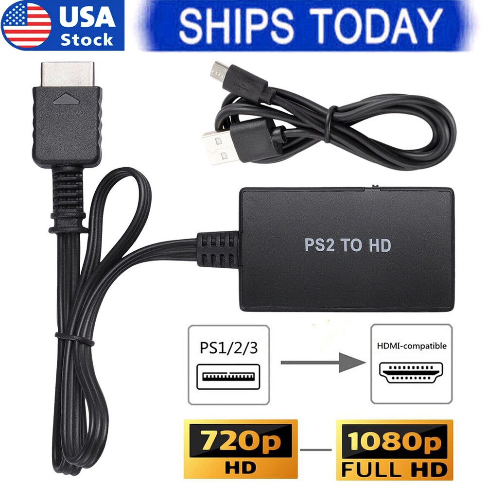 PS2 to HDMI Video Converter Adapter HD 1080P for PlayStation 1/2/3 HDTV Monitor