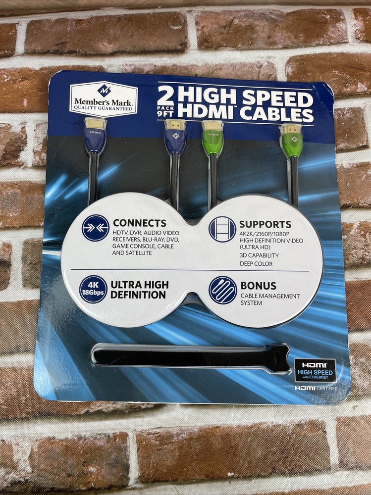 2 9 ‘ HDMI Cables High Speed UltraHD 24K Gold Plated Connectors Pack of Two