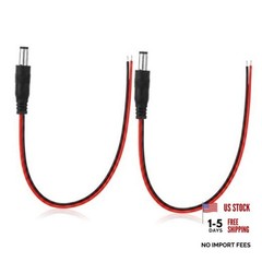 2Pcs 26AWG DC Power Pigtails Cable, 0.8FT 5.5mmx2.5mm Pigtail Cable Male
