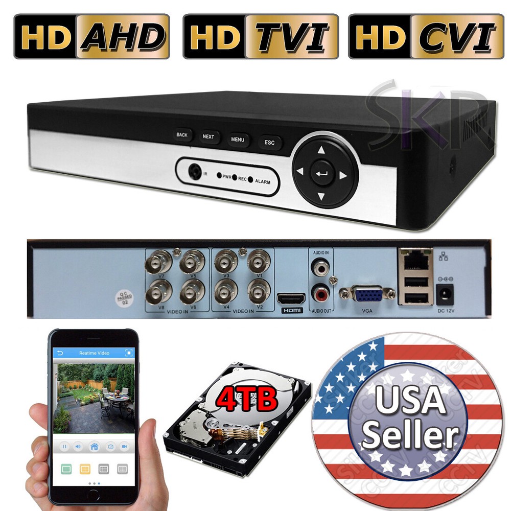 Sikker 8 channel 4MP 5MP 2K wired camera DVR recorder System with 4TB hard drive