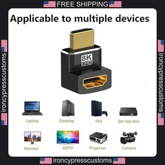 2 Pack HDMI Adapter 8K Support 90 Degree and 270 Degree Angled Connectors