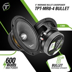 4x Timpano TPT-MR8-4 Bullet Pro Audio Midrange Car Speakers 4 Ohm 2400 Watts