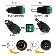 100 PCS X DC Male+Female Power Plug Adapter Connector 5.5×2.1mm For CCTV LOT
