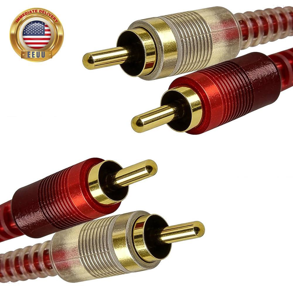 RCA Cables, 2 RCA Stereo Audio Cable – 5 Feet. | Gold-Plated | 2-Male to 2-Male