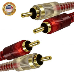RCA Cables, 2 RCA Stereo Audio Cable – 5 Feet. | Gold-Plated | 2-Male to 2-Male