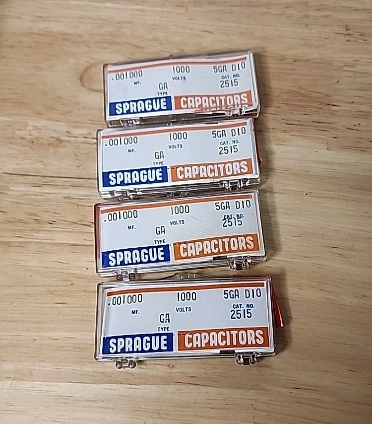 20 Sprague Capacitors GA .001000 MF 1000V 5GA D10 Cat No 2515 – NOS