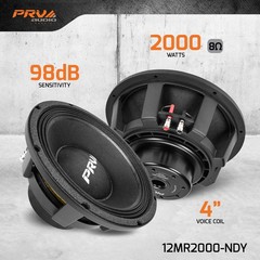 (4) PRV AUDIO 12MR2000-NDY 12” PRO AUDIO 8Ω NEODYMIUM MIDRANGE SPEAKERS (FOUR)
