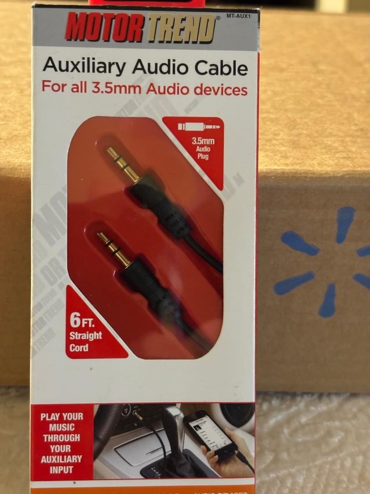 6 foot Auxiliary Audio Cable for all 3.5mm audio devices. (New in Box)