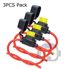 3 Pack 12 Gauge 20A ATC Mini Blade Holder Copper Wire Add Circuit Fuse Tap