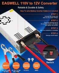 Universal 110V to 12V AC/DC Power Converter, 30A, 360W with Smart Cooling