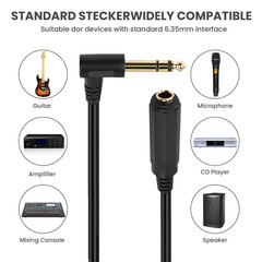 Right Angle 6.35Mm TRS Stereo Male to Female Audio Cable 2Pack | 1.64FT 90 Degre