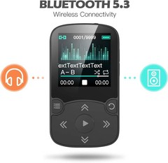 Portable 64GB MP3 Player with Clip Bluetooth 5.3 Hi Fi Sound Lossless Quality