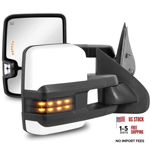 Painted White Towing Mirrors Power Heated Compatible for 03-06 Chevy Silverado