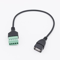 USB 2.0 A Female to 5 Pin Screw Connector w/ Shield Terminal Plug Adapter Cable