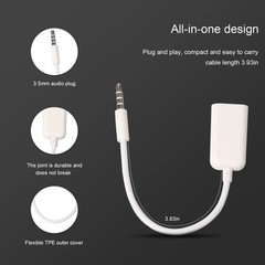 Oxsubor AUX to USB Adapter, 3.5mm Male Audio Jack TO USB, white