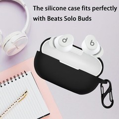 Chic Black Silicone Case for Beats Solo Buds with Fashion Keychain Accessory