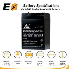 6V 4.5AH SLA Battery Replaces UB645 ELB06042 YT-645 PS-640 3FM4.5 CP645