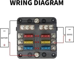 6 Way Car Boot Power Distribution 12-24V Blade Fuse Holder Box Block Panel Board