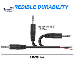 3.5Mm Male Plug to Bare Wire Stereo Audio Cable, 1/8″ 3.5Mm TRS 3 Pole Plug Pigt