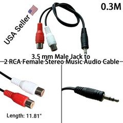 3.5mm AUX Stereo to 2 RCA Female Audio Y Cable Adapter Cord MP3 iPod Music AV