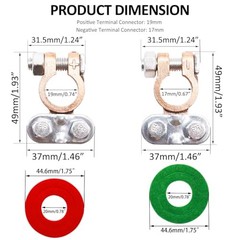 Battery Terminal Set with Anti-Corrosion Washers, Positive 1Pair silver