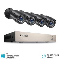 ZOSI 8CH H.265+ 5MP Lite DVR 1080P Outdoor CCTV Home Security Camera System Kit