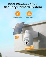 4MP Wireless Outdoor Solar Security Camera System PTZ IP Cam WIFI CCTV 8000mAh