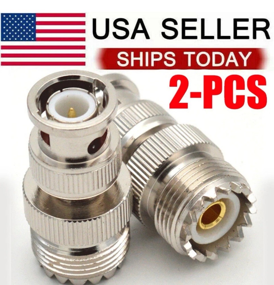 2 Pcs BNC Male to UHF Female PL259 Female to BNC Male SO-239 RF Coaxial Adapter