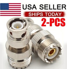 2 Pcs BNC Male to UHF Female PL259 Female to BNC Male SO-239 RF Coaxial Adapter