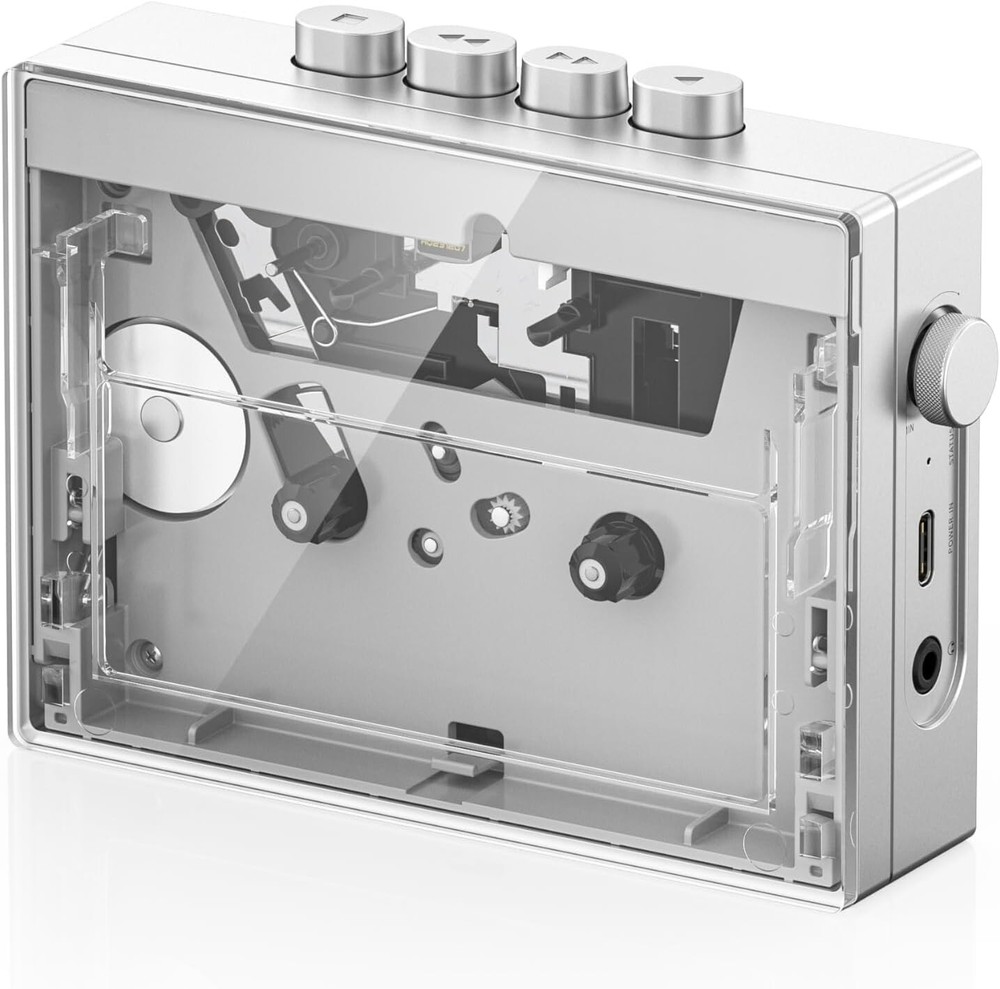 FiiO CP13 Portable Cassette Tape Player 3.5mm Earphone Jack (Transparent/Silver)