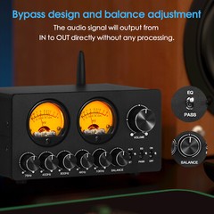 HIFI Bluetooth 5-Band EQ Equalizer Stereo Audio Preamp Speaker Receiver VU Meter