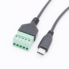 USB 3.1 Type-C Male to 5 Pin Screw Terminal Connector Shield Adapter Cable 30cm