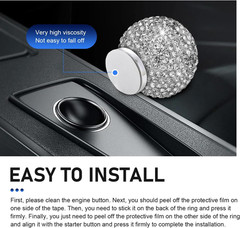 Bling Car Push Start Button Cover, Crystal Rhinestone Auto Ball Engine Start But