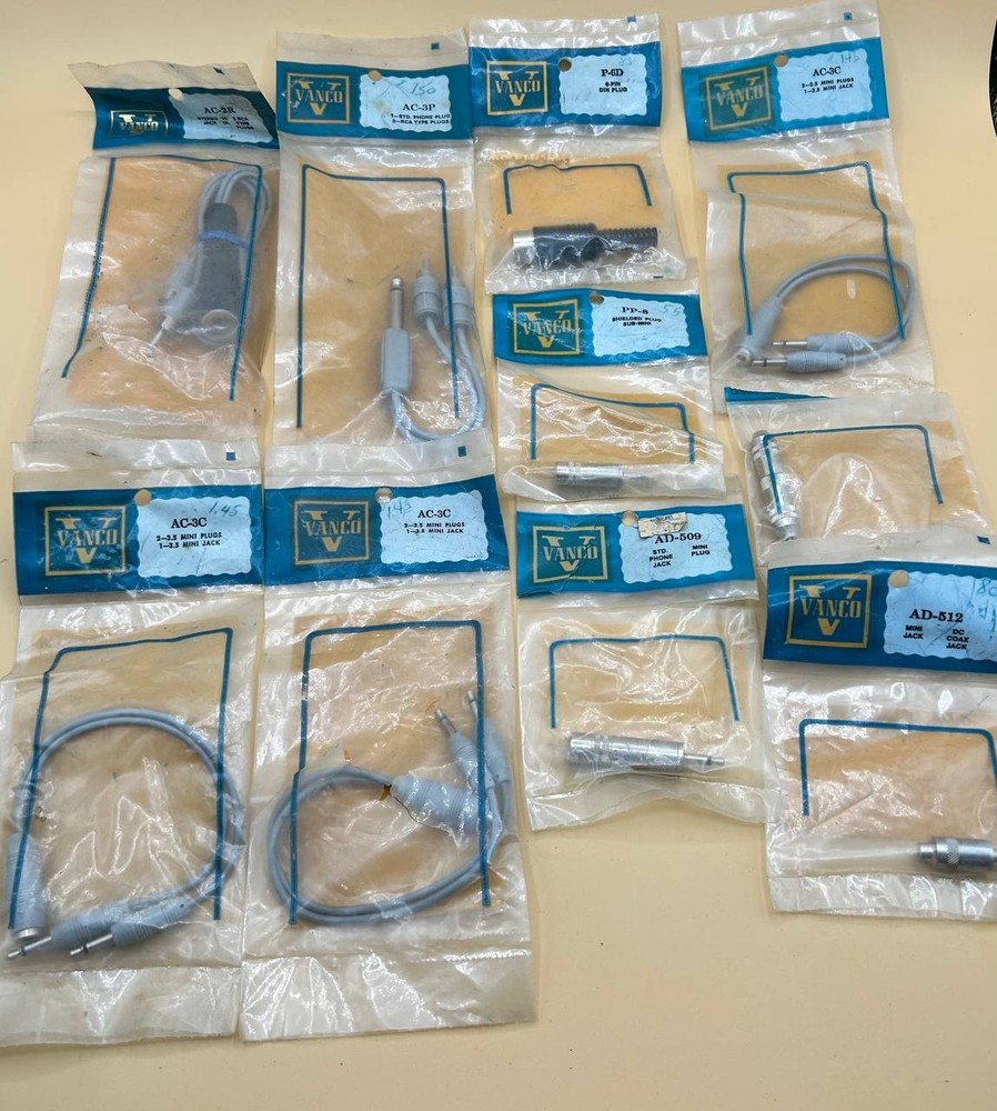 Lot of 9 Vanco Vintage Audio Adapter Cables & Plugs NOS RCA DIN RE