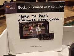 Yada Backup Camera with 5-inch Dash Monitor Model BT54860 Manual Bracket Charger
