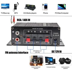 400W 12V 2 Channel Powerful Stereo Audio Power Amplifier HiFi Bass Amp Car Home