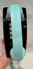 Vintage ITT Bell Telephone Wall Mount Push Button Black & Robins Egg Blue -COOL!