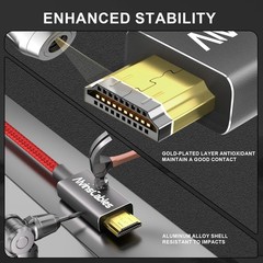 NEW 8K 2.1 Micro HDMI to Full HDMI Braided Cable for Atomos Ninja V 4K 60P Red