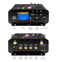 GoHawk T1000 Replacement 4-Channel Bluetooth Stereo Amplifier w/AUX USB SD Radio