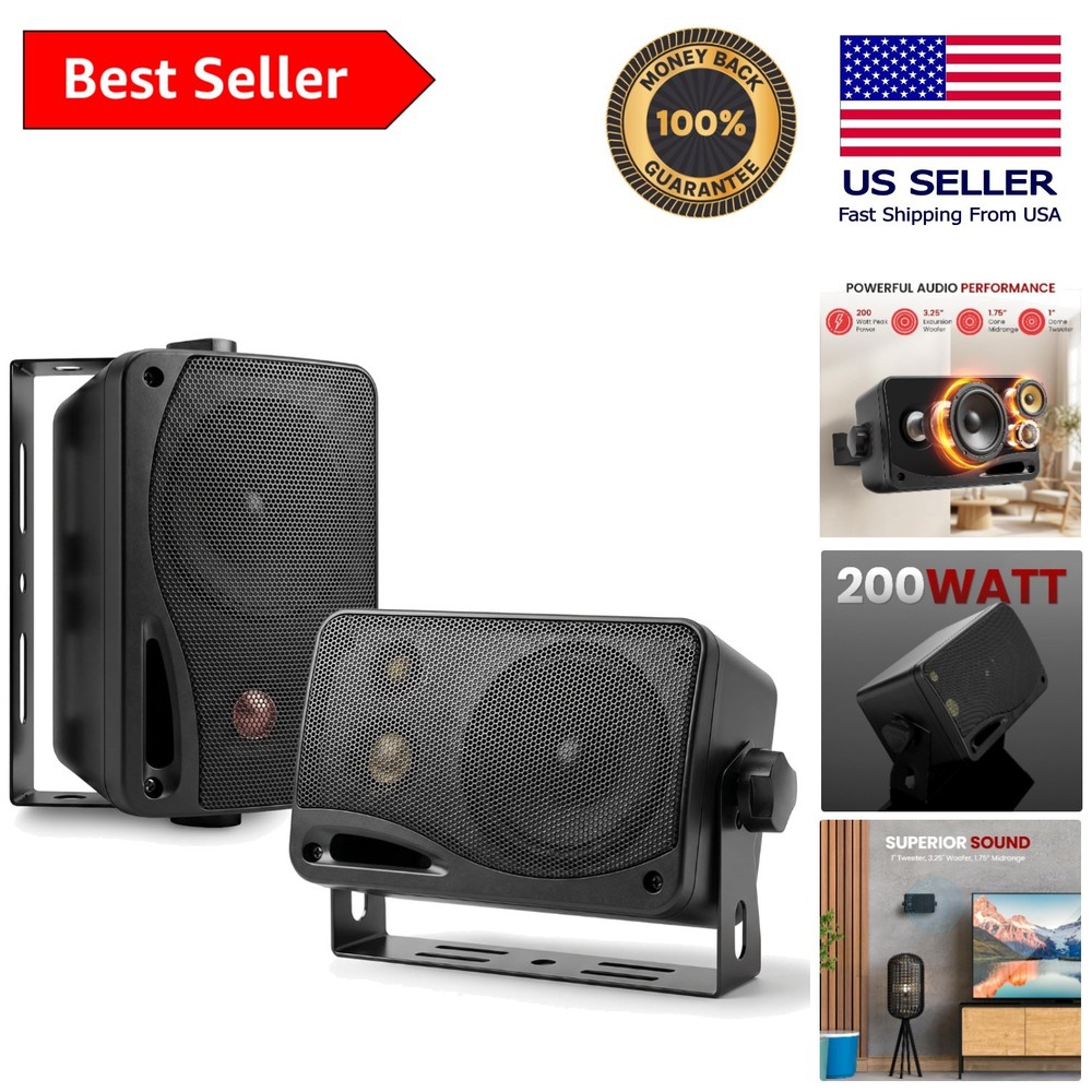 Multi-Room 3-Way Wall Mount Speakers – 200W, ABS & Metal Design for Durability