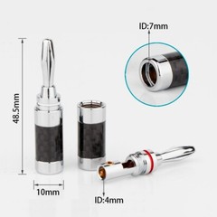 4x Banana Plug For Hifi Speaker Carbon Fiber Rhodium Plated Banana Connector NEW