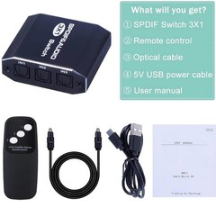 3 in 1out Aluminum Spdif Toslink Optical Digital Audio Splitter Switch Hub f