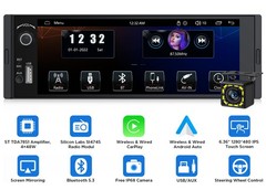 Eonon 6.36″ Single Din Car Stereo Wireless CarPlay Android Auto Radio Bluetooth