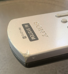 Sony RM-LG112 Remote Control, Used Pro Cleaned & Tested, Chew Mark. Bad Puppy!