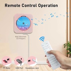 Wall Mountable CD Player KC-909 Bluetooth FM Radio Remote USB AUX Pink New