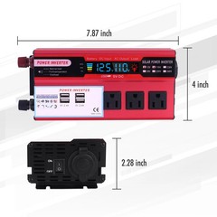 Car Power Inverter 5000W DC 12V To AC 110V Pure Sine Wave Solar Converter 4 USB