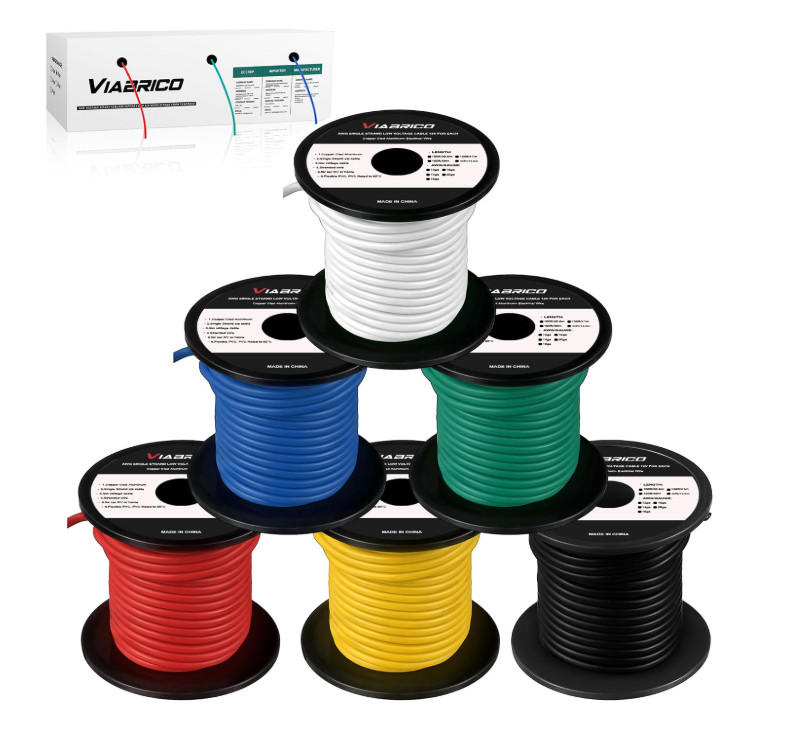 16 Gauge Wire 600FT, 16 AWG Auto 100ft Each Spool 6 Colors Copper Clad Aluminium